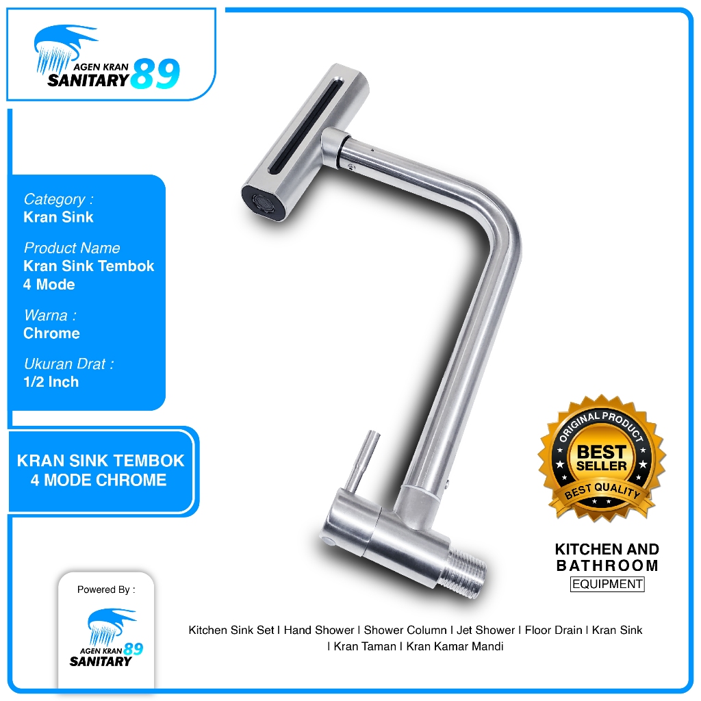 KRAN AIR TERJUN 4 MODE/KRAN SINK TEMBOK WASTAFEL/KRAN SINK TEMBOK AIR TERJUN/KRAN SINK TEMBOK
