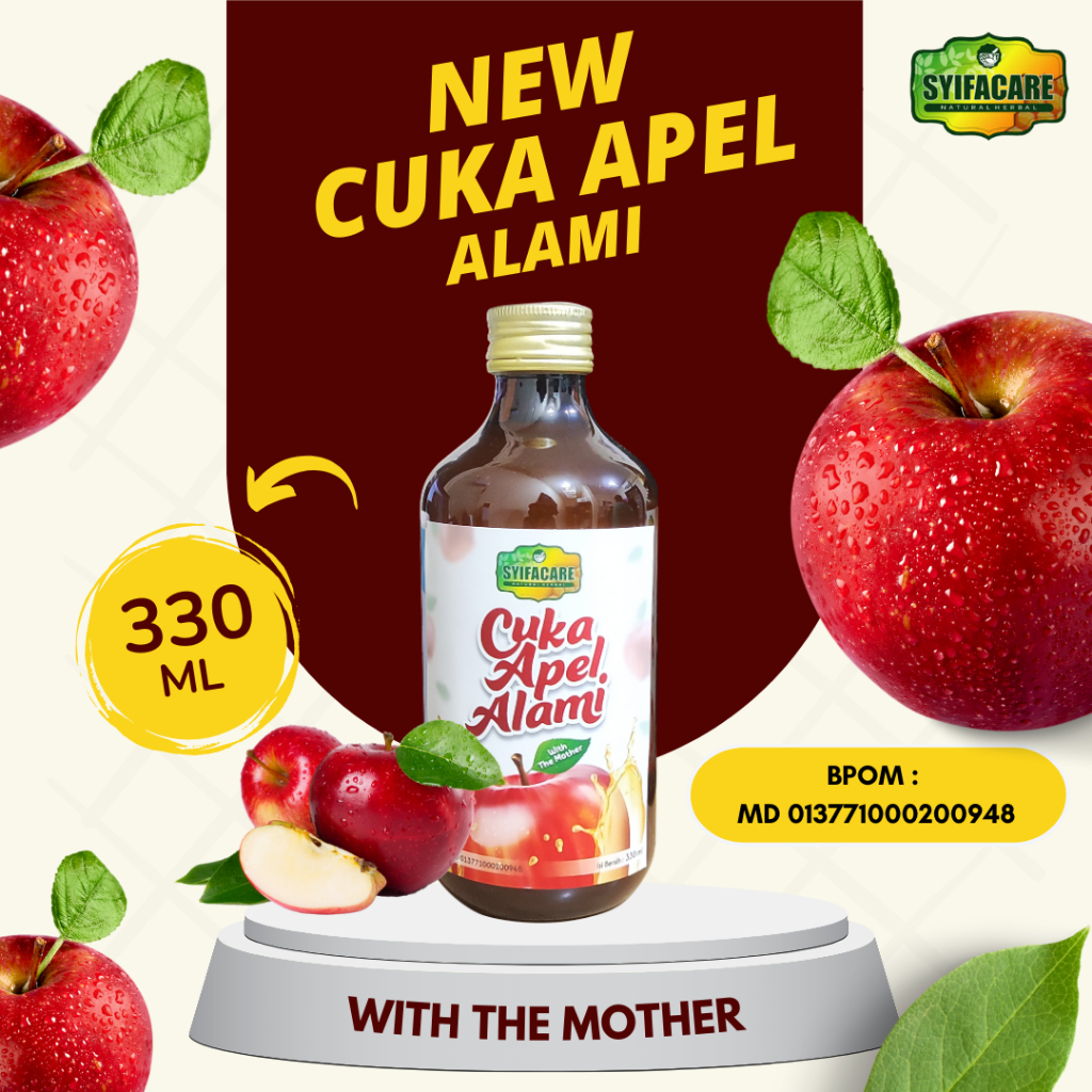 

Cuka Apel Batu Malang Original SYIFACARE Organik 330ml / Apple Cider Vinegar / Vinega Cuka Supplier Asli Original with Mother