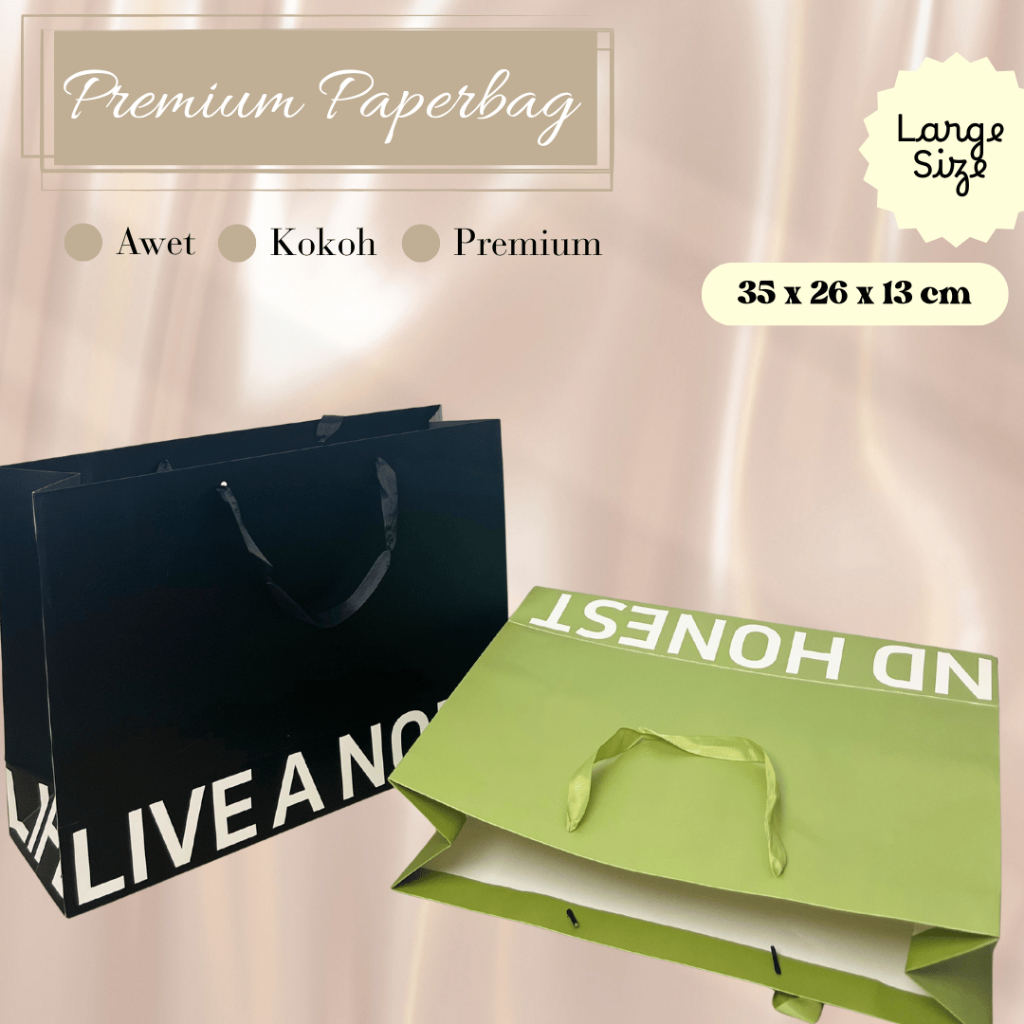 

(COD) PaperBag Premium Large Size (Tulisan) Bahan Tebal 35x26x13 cm