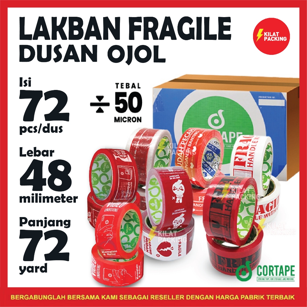 

Lakban Fragile Handle With Care Plakban Isolasi Fragile Per Dus Ojol