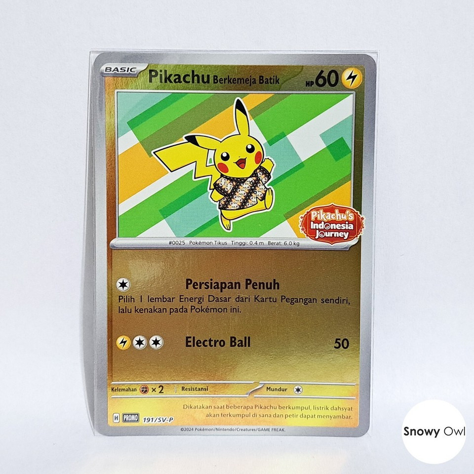 Pikachu Berkemeja Batik 191/SV-P Promo Holo Foil Pokemon Indonesia Journey Pokemon TCG Card Indonesi