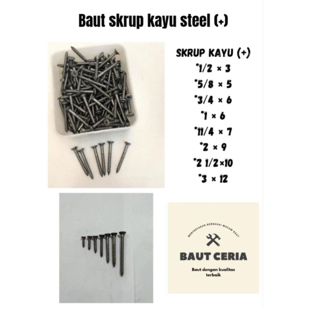Skrup Kayu Steel(+) 3/4x6