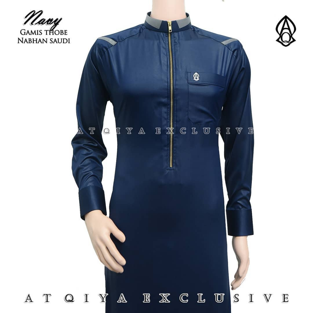 Jubah Pria Dewasa Saudi Premium Slimfit Modern - Atqiya Motif Nabhan