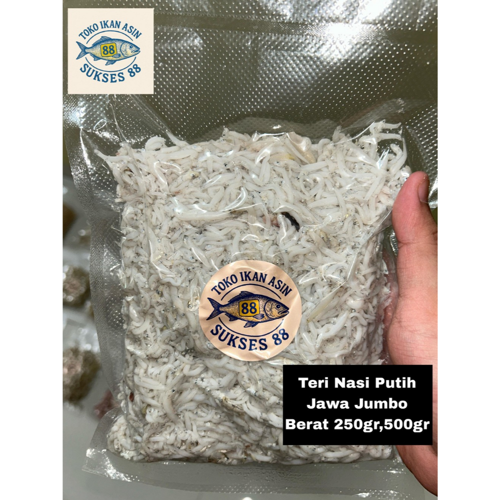 

Teri Nasi Putih Jawa Jumbo 250gr / 500gr | Teri Kering Premium | Vakum Pack Bersih