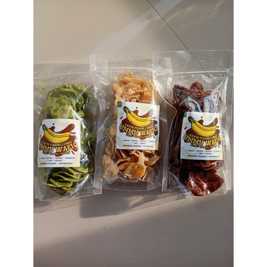 

Kripik pisang lumer kemasan pouch isi 100g