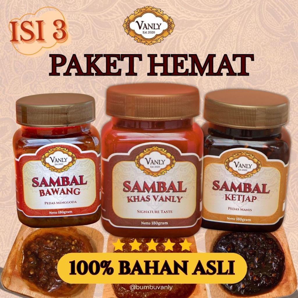 

[ BUMBU VANLY ] SAMBAL PREMIUM - ISI 3 BOTOL paket hemat