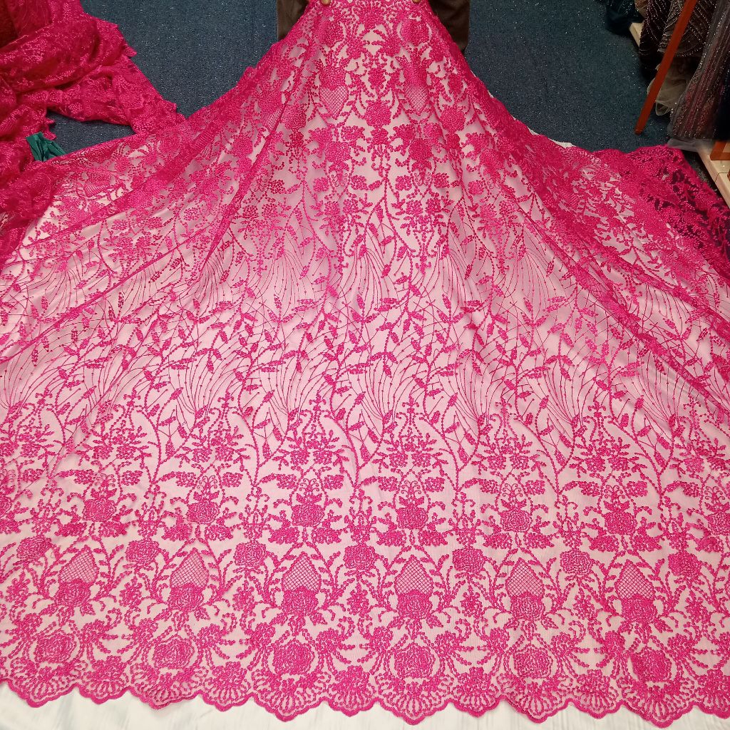 bahan kain tile bordir jepang || kain motif bunga kecil pinggiran prada