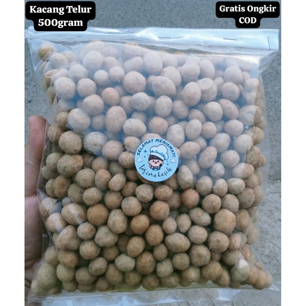 

kacang telur 500gram, gratis packing babblewarp cemilan Bandung