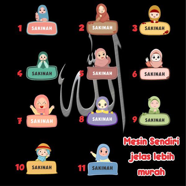 

Sticker Sablon Setrika Label Nama Karakter ( SANTRIWATI ) Anak Sekolah Pesantren Asrama Name Tag Laundry Sticker