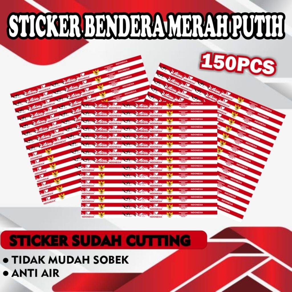 

STICKER BENDERA MERAH PUTIH SUDAH CUTTING KUALITAS PREMIUM ISI 150PCS