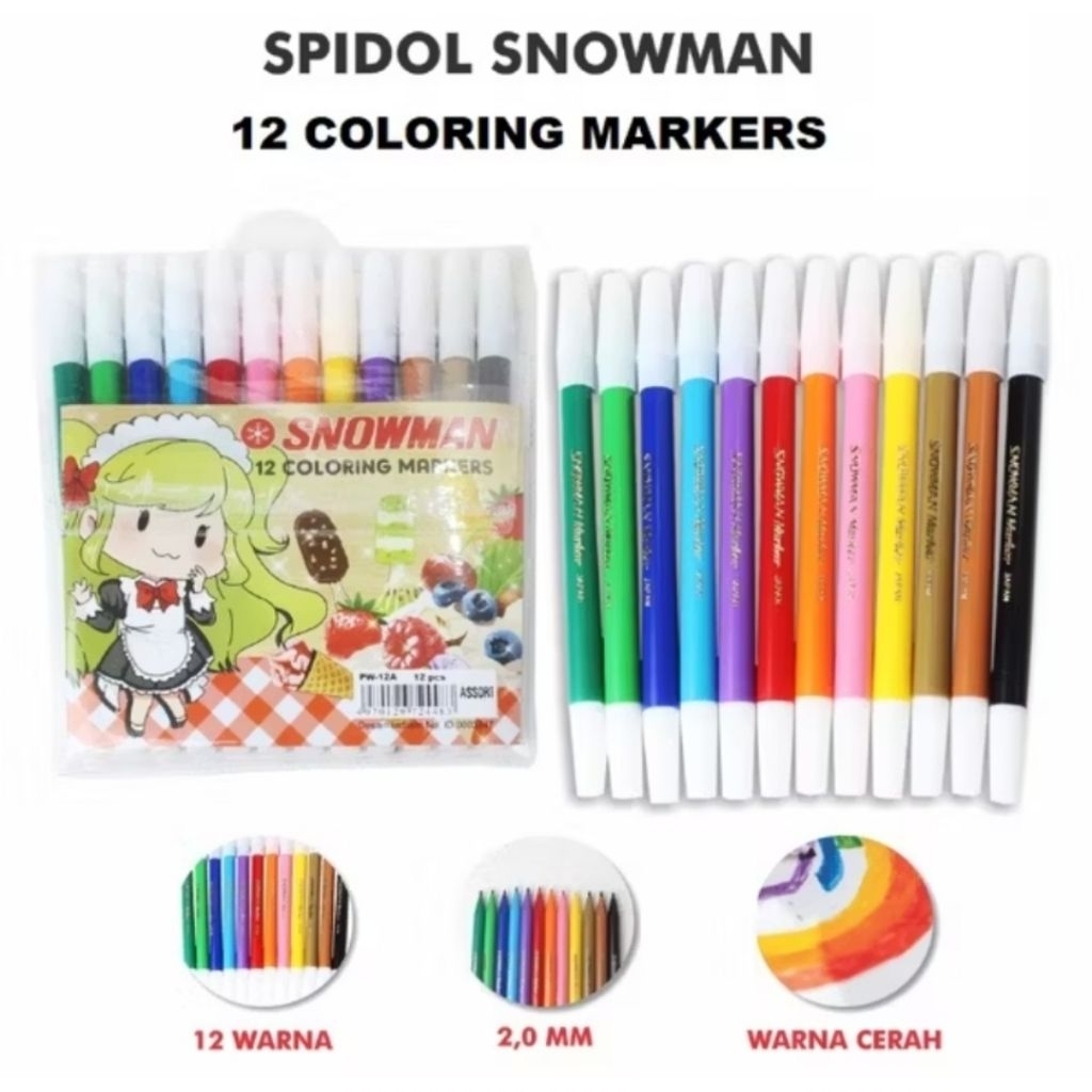 

Spidol Snowman 12 Warna 1 Set