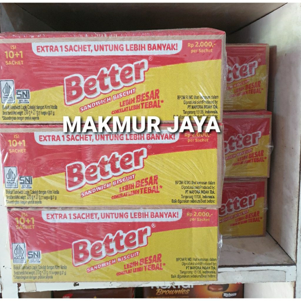 

BETTER ROMA BISKUIT SANDWICH VANILA CREAM ( 1 Pack isi 10 Bungkus)