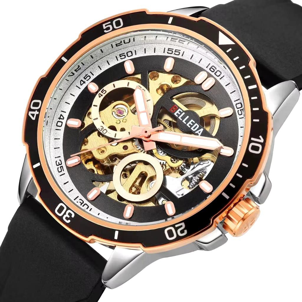 Jam Tangan Pria Belleda 9486 Automatic Strap Rubber Luxury Anti Air 3 Atm Watches BELLEDA ™