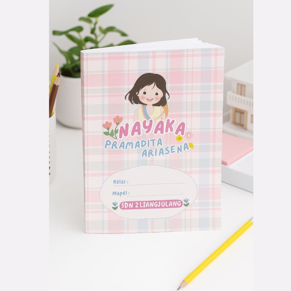 

SATUAN | SAMPUL BUKU CUSTOM NAMA ANAK AESTHETIC PASTEL GIRL | SAMPUL BUKU SIDU