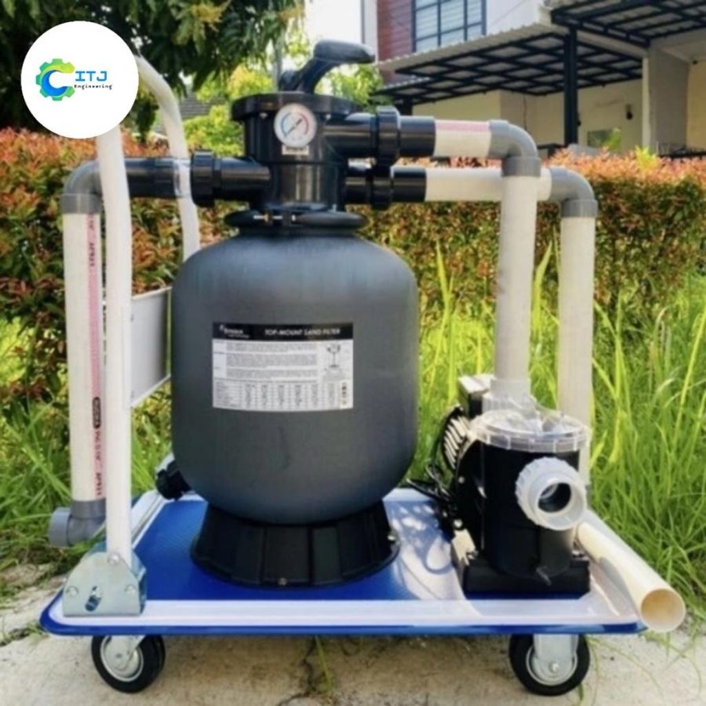 Paket Pompa Vacum Kolam Renang Portable Troli Mesin Pompa Kolam Renang