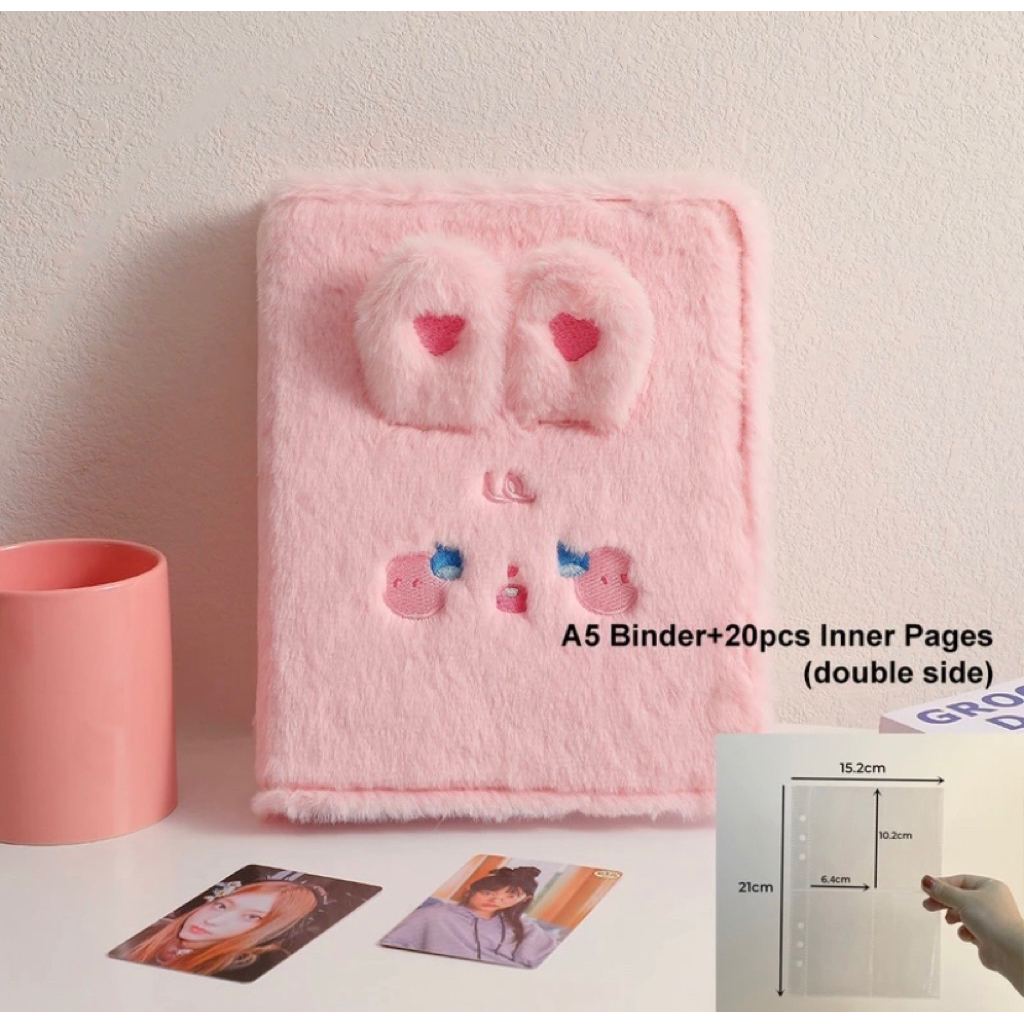 

A5 binder foto mewah bulu loose leaf with 20 pcs inner sleeves