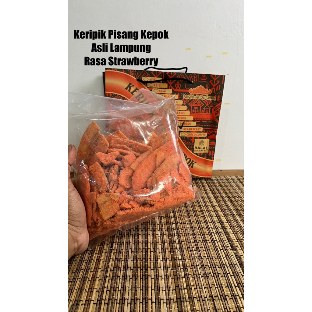 

Keripik Pisang Kepok Asli Lampung Rasa Strawberry