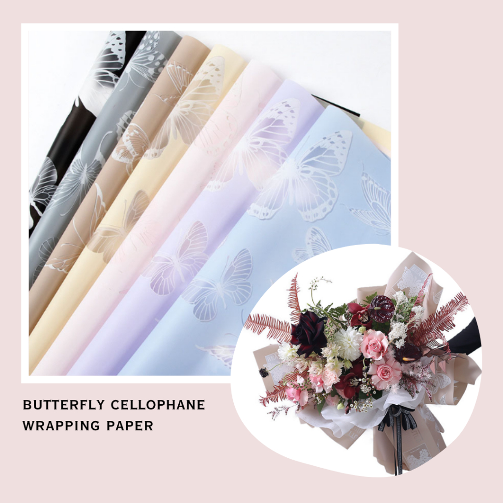 

Butterfly Cellophane Wrapping Paper Kertas Kado Motif Kupu Kupu Buket Bunga