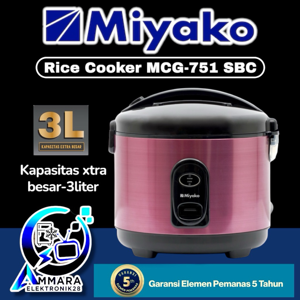 Rice Cooker miyako MCG-751 SBC kapasitas 3 liter
