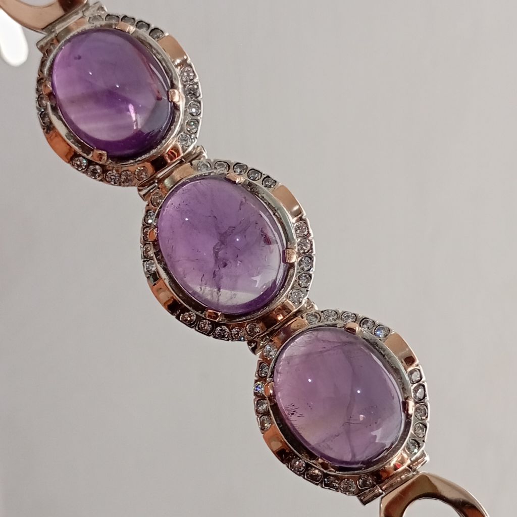 Gelang rantai Perak Silver 925 Natural kecubung Amethyst