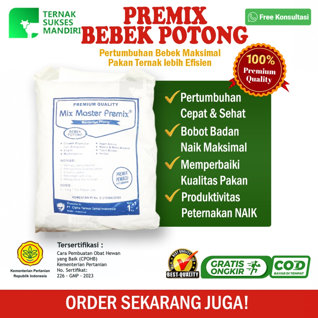 Mix Master Premix BEBEK POTONG - Meningkatkan Bobot & Kualitas Bebek Potong