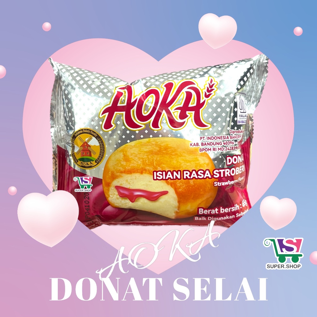 

Baru ! AOKA Donat Isian Rasa Stroberi 65 Gram