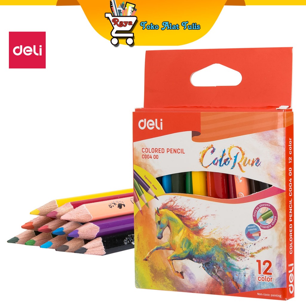 

Deli Colored Pencil Pensil Warna Pendek 12 Warna EC00400