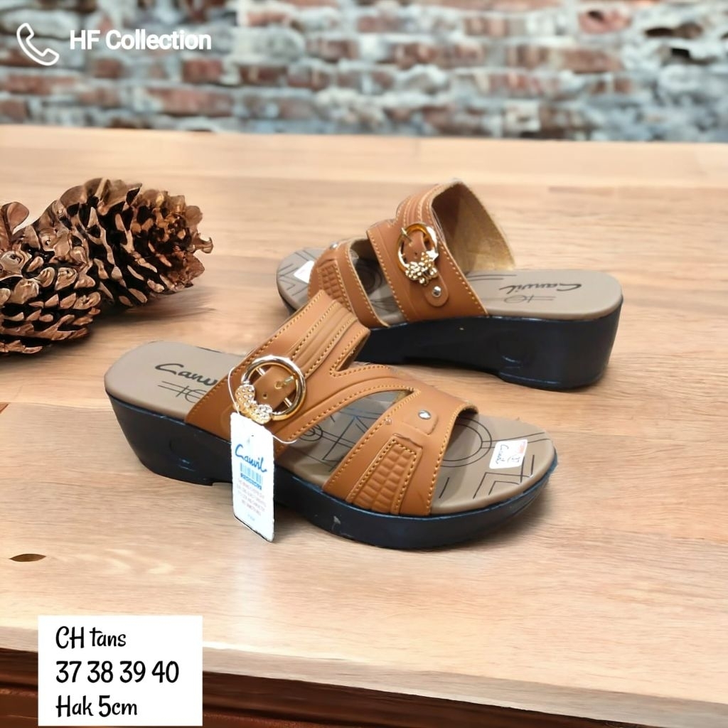 Sandal Sepatu Wedges Ban 3 Carvil Wanita by HF Sandal Selop Hak Tinggi 5 cm Size 37-40 Sendal Pesta 