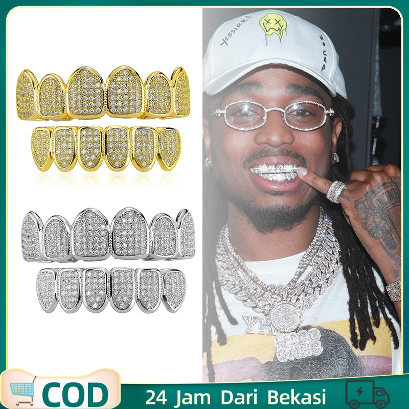 Gigi Emas Rapper Gigi Berlian Hip Hop Hip-hop Grill Gigi Dekoratif Kawat Gigi Berlapis Emas
