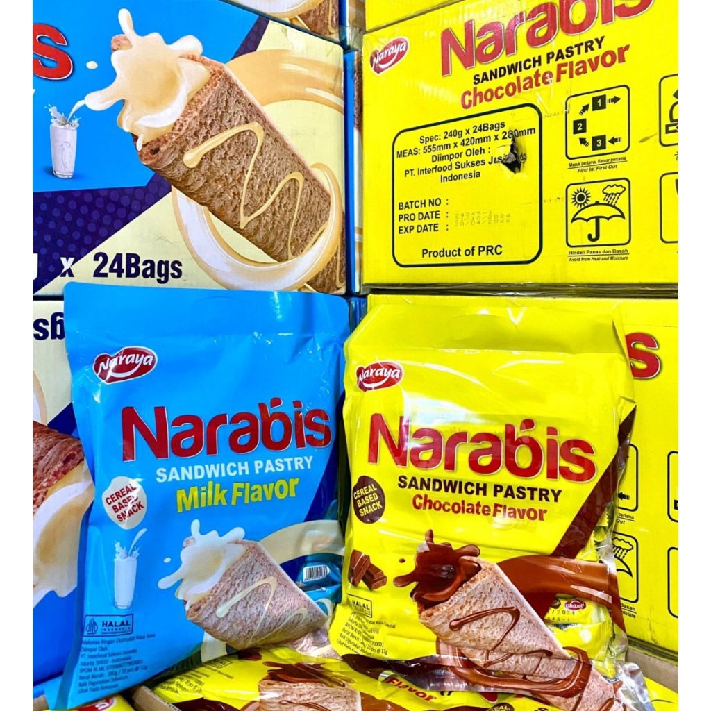 

PROMO NARAYA NARABIS SANDWICH PASTRY CHOCOLATE/MILK 240GR (ISI 20PCS)