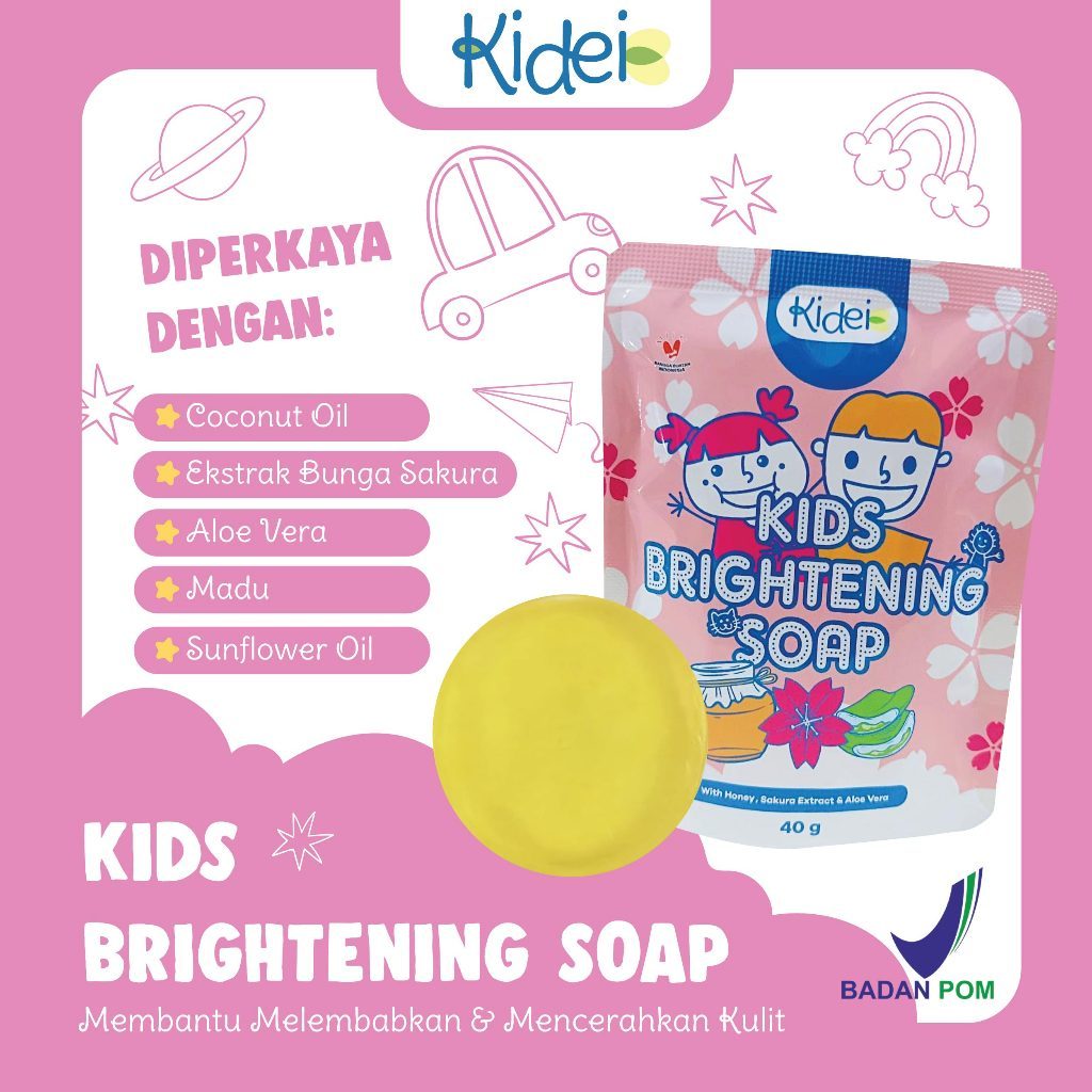 KIDEI Kids Brightening Soap 40gr / Sabun Mandi Pencerah Kulit Anak Tanpa SLS