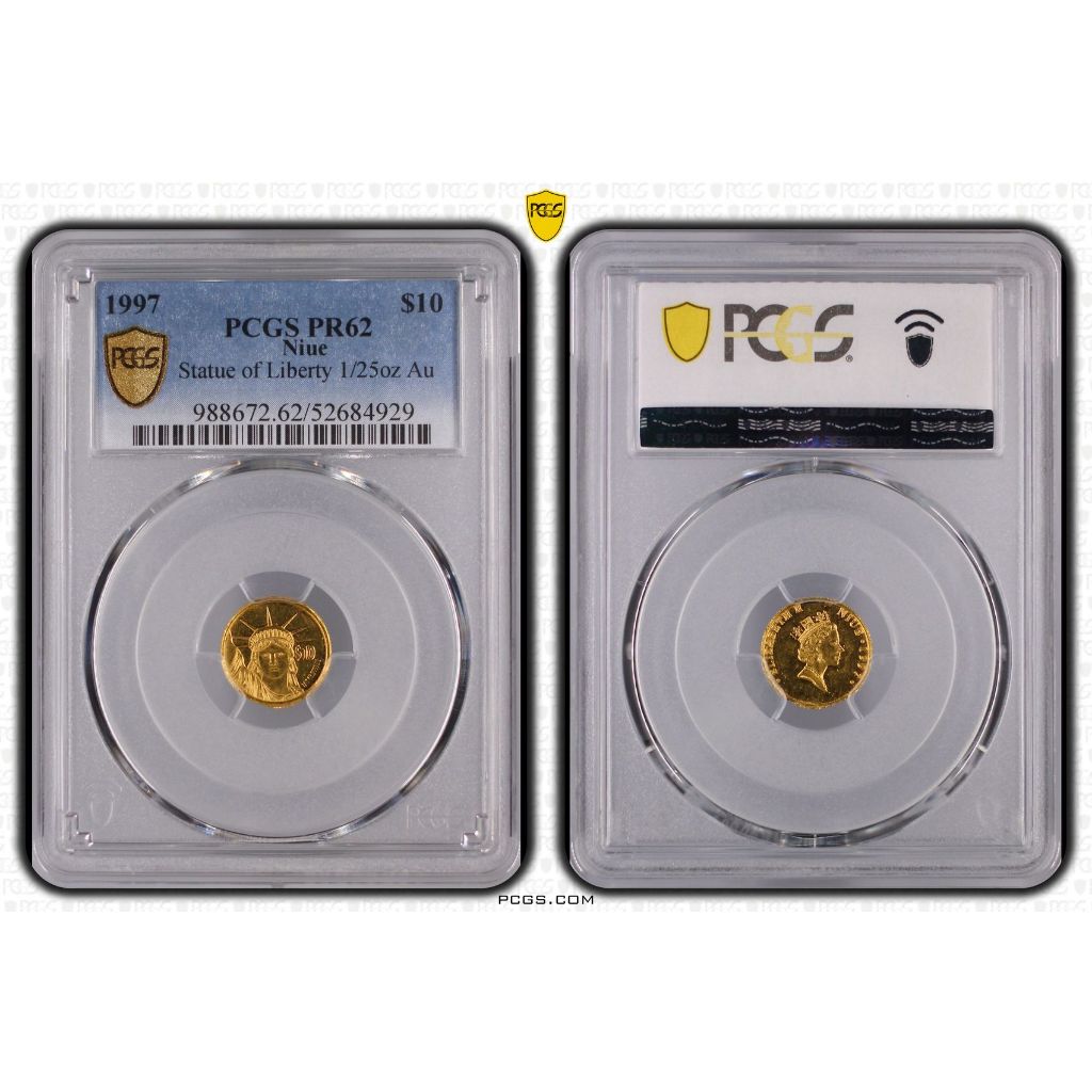 Logam Mulia Koin Emas NIUE Statue of Liberty PCGS PR62 TOP POP (1/25 oz)