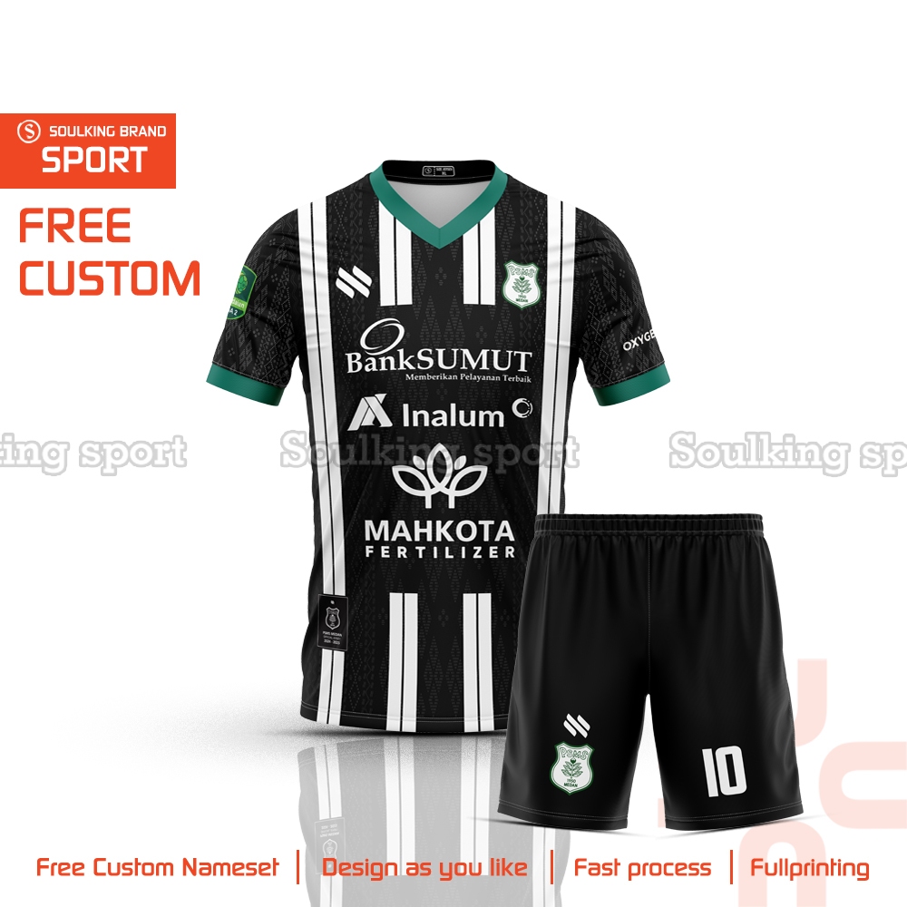 Baju Bola PSMS Medan Goalkipeer 2024 - 2025 Liga 2 Indonesia Free Custom Nama Warna Hitam / Hijau Sp