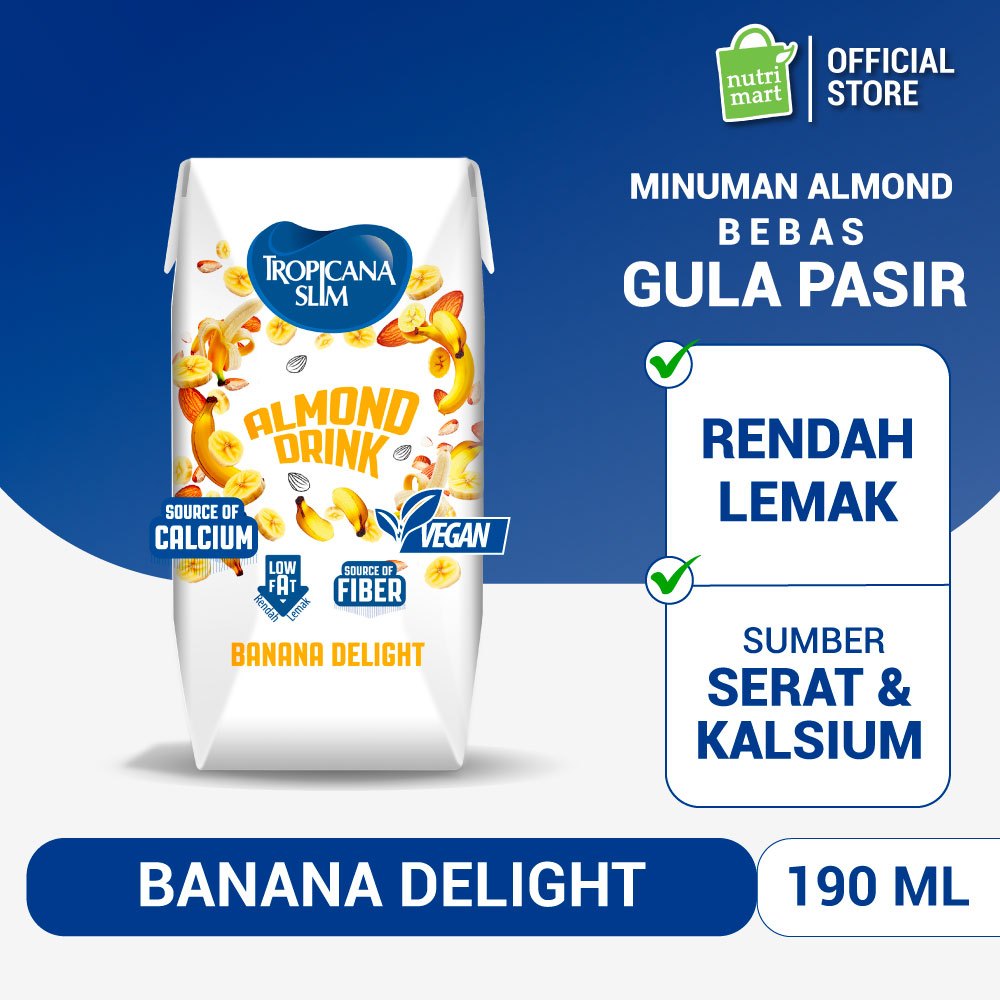 

1 Pack - Tropicana Slim Almond Drink Banana Delight 190ml - 1 pcs