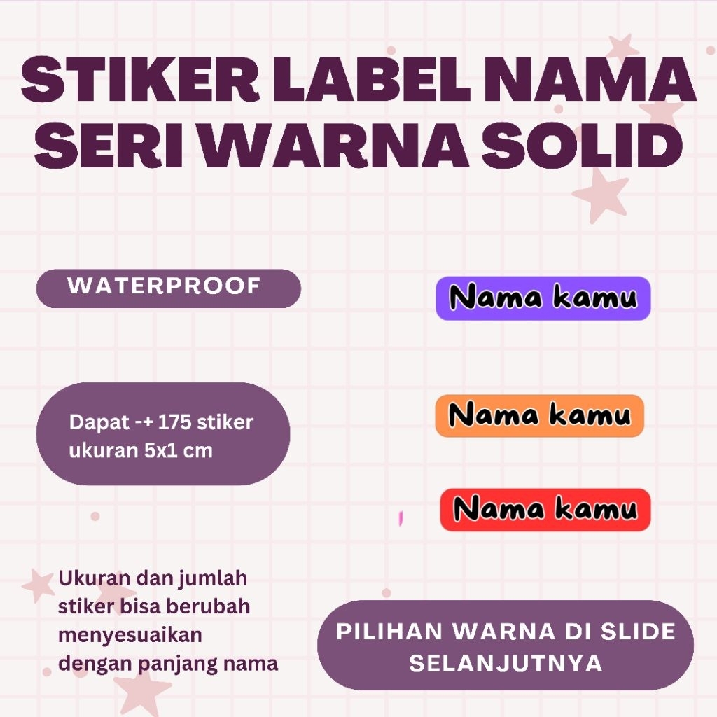 

Stiker label nama seri warna solid
