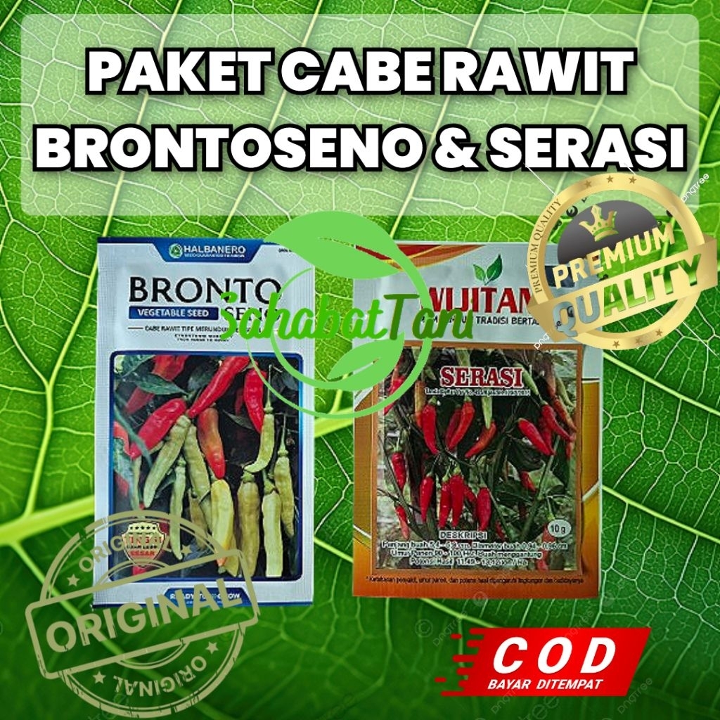 

PAKET CABE RAWIT BRONTOSENO (1) & SERASI (1) CABE RAWIT TIPE RM DENGAN KEUNGGULAN BUAH LEBAT SUDAH ANTI KUNING DAN GEMINI
