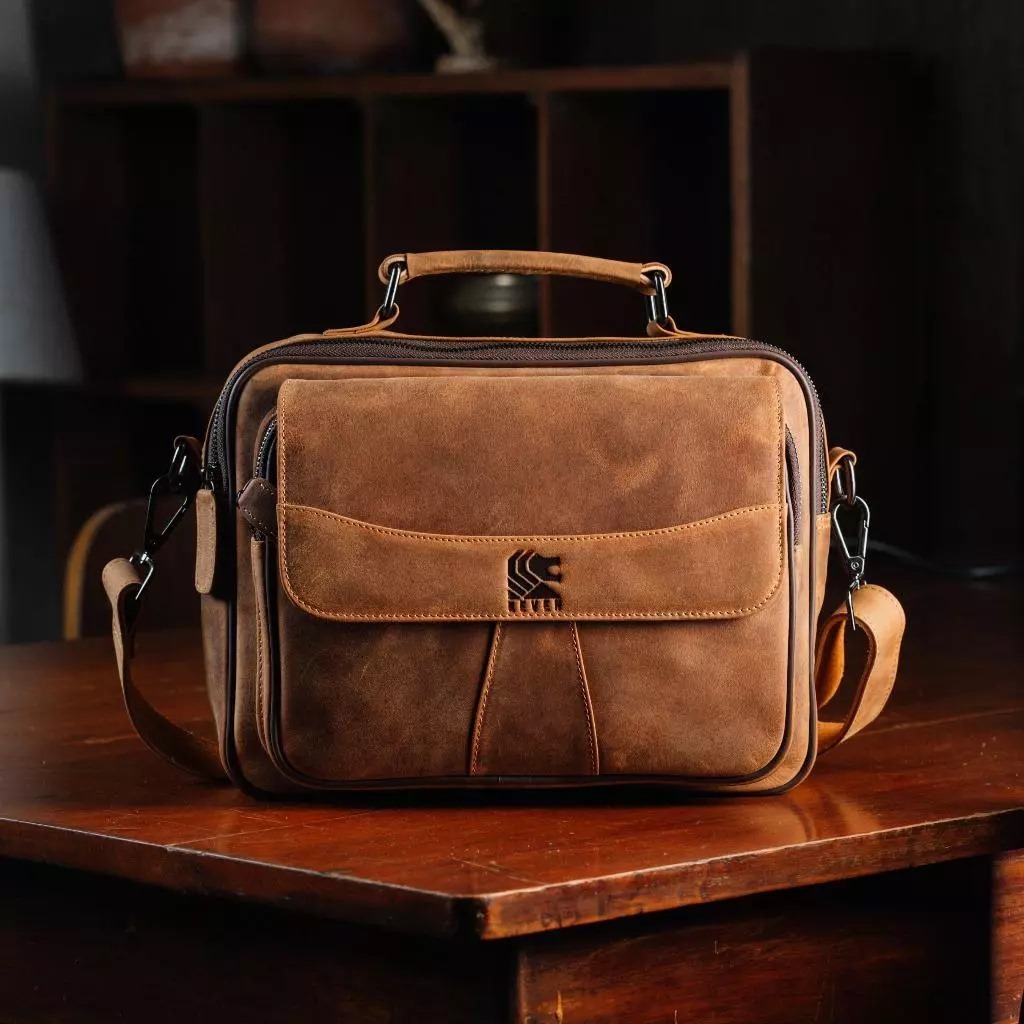 Tas kerja pria elegan kulit sapi asli garut