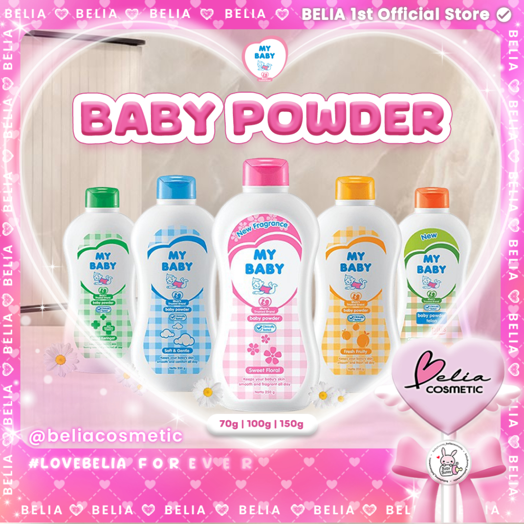 ❤ BELIA ❤ MY BABY Baby Powder 70g 100g 150g | Bedak Bayi Dermatology Tested Wangi Lembut Tahan Lama