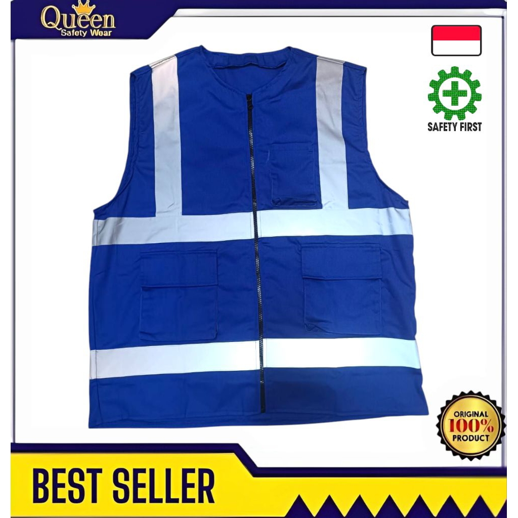 ROMPI SAFETY / SAFETY VEST BAHAN DRILL WARNA ( biru )