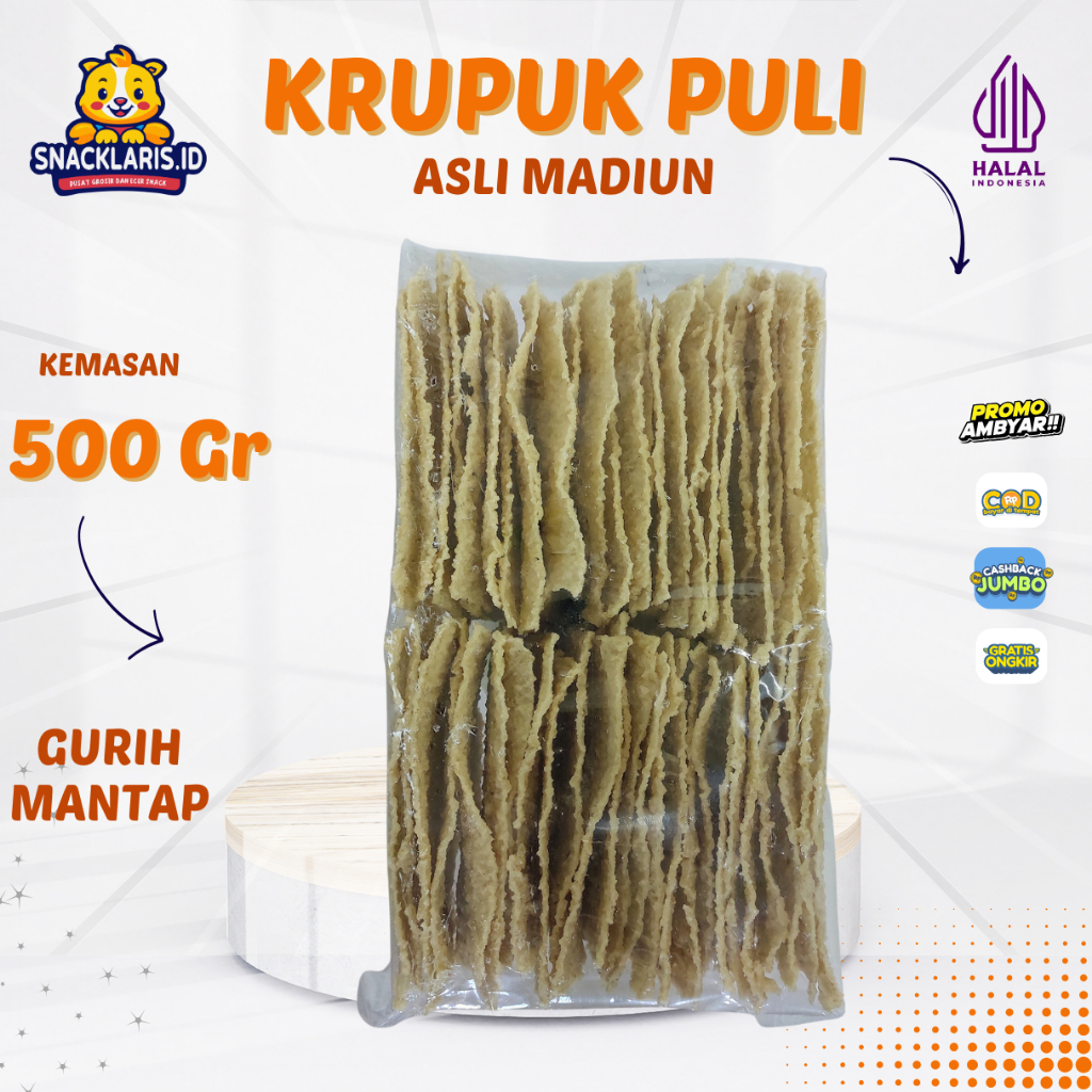 

KRUPUK PULI 500 Gr KHAS MADIUN ASLI CAP BINTANG RASA PENGIRIMAN LANGSUNG PABRIK