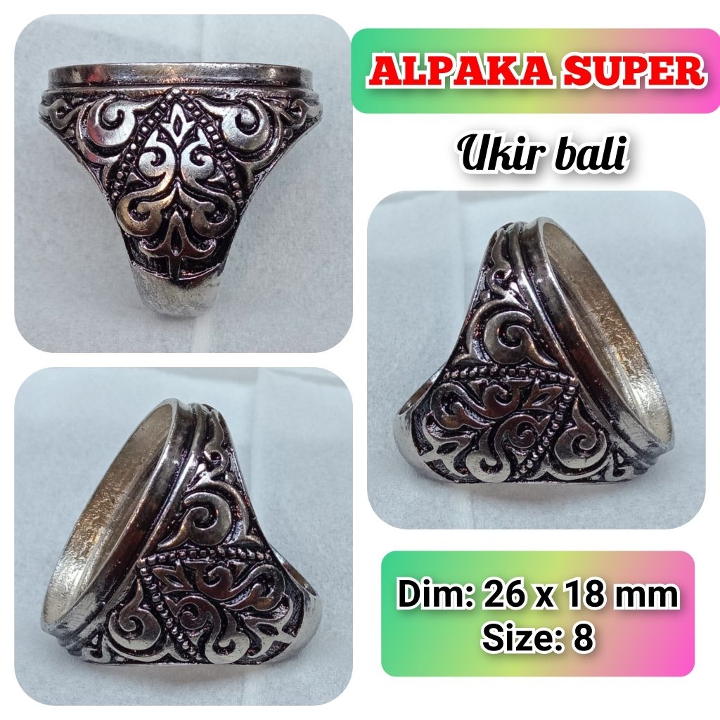 cincin emban batu akik batu permata alpaka super ukir Bali.84