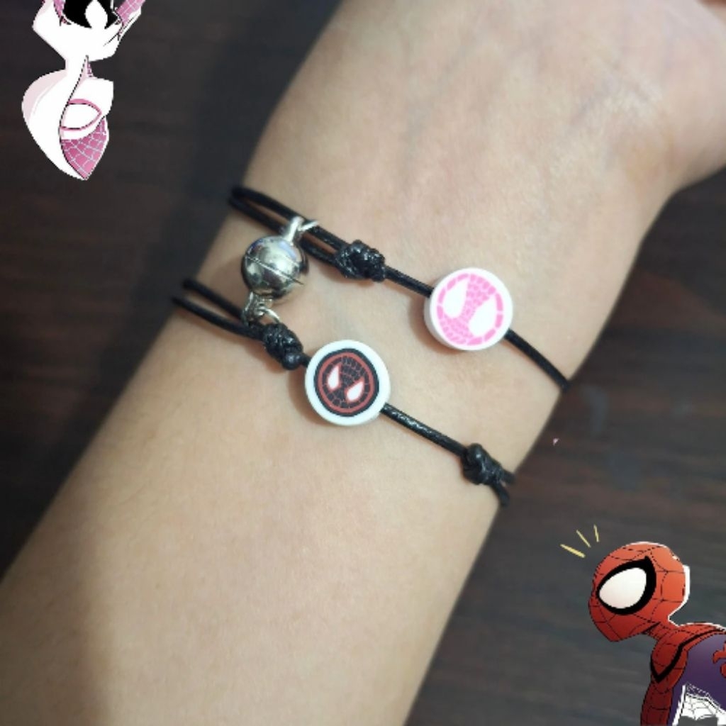 COUPLE BRACELET SPIDERMAN AND GWEN//BLACK BRACELET//COUPLE BRACELET