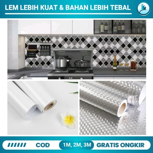 Wallpaper Sticker Dapur Kitchen Set Polos Glosy Walpaper Dinding Dapur Warna Putih Polos Glossy