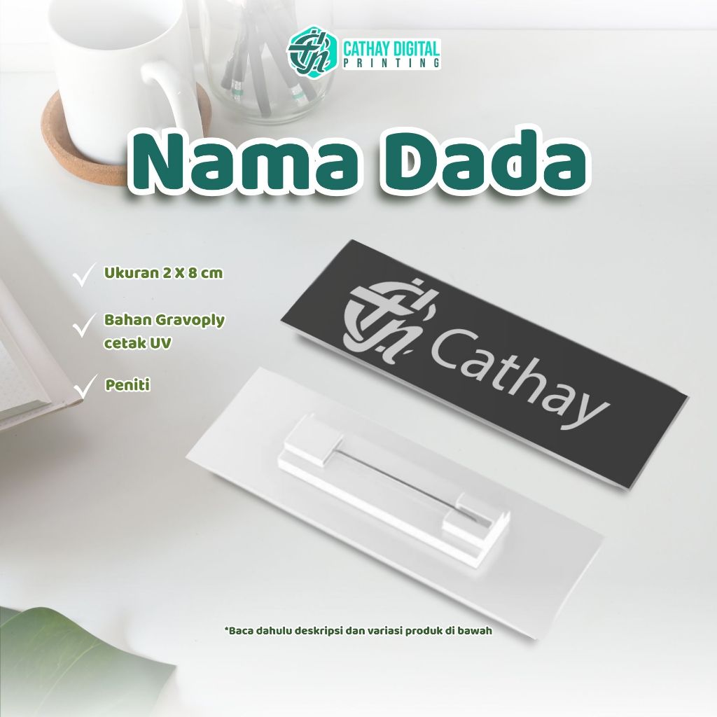

Nama Dada 2x8cm - Print UV | termasuk pengait/peniti