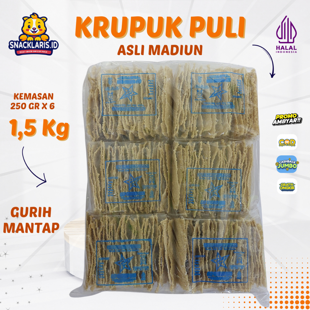 

KRUPUK PULI 1,5 KG KHAS MADIUN ASLI CAP BINTANG RASA PENGIRIMAN LANGSUNG PABRIK