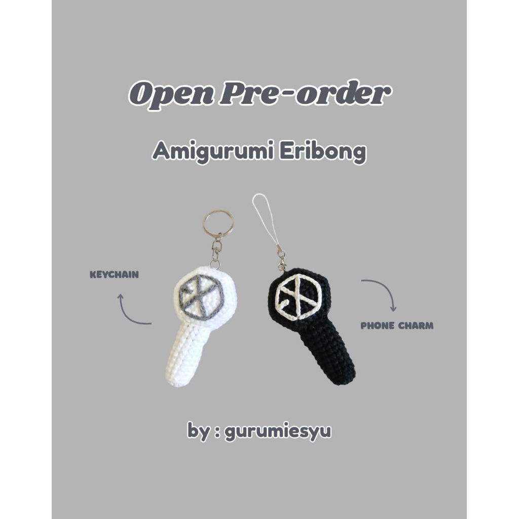 PRE-ORDER Amigurumi Eribong EXO Lightstick Keychain / Phone Charm Handmade Mini Lucu