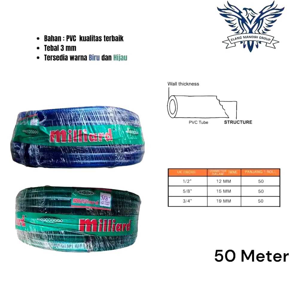 

Selang Transparant Milliard 5/8inc Panjang 50 Meter