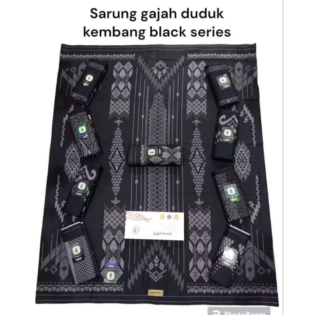 sarung gajah duduk Asia kembang Black serius khusus hitam