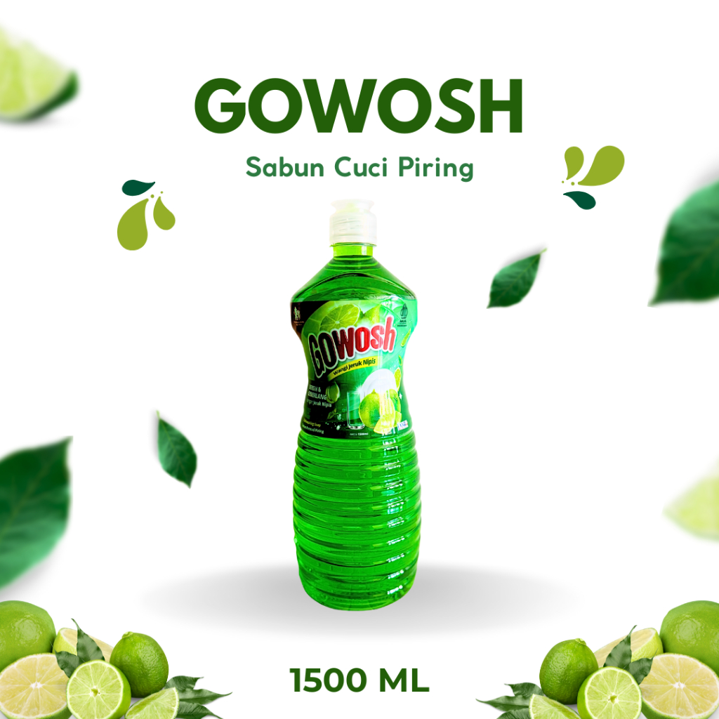 GOWOSH Sabun Cuci Piring Kemasan Botol 1,5 Liter Tutup Fliptop Bening