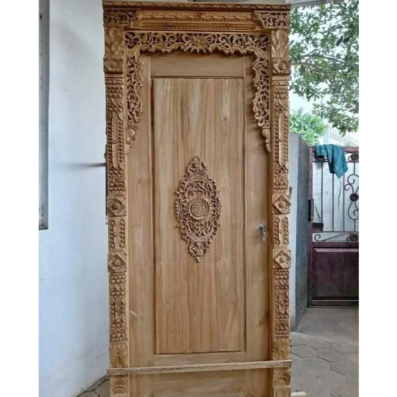 Pintu Gebyok Minimalis/Pintu Kamar Rumah Kayu Jati Ukir Jepara Motif Standar